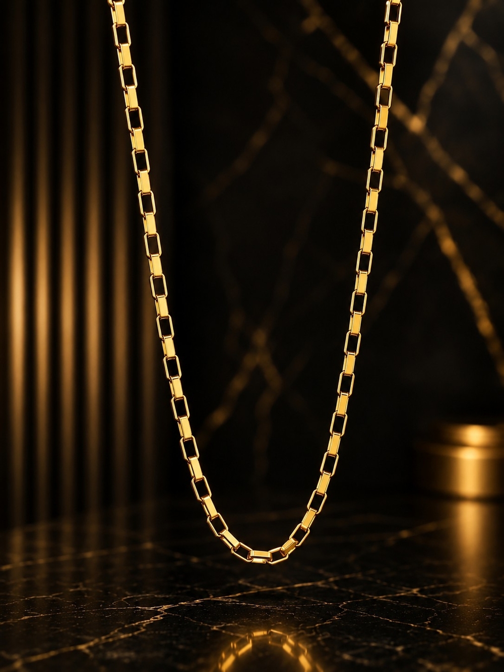 Gold Box-Link Chain Necklace - Picture 2 of 3